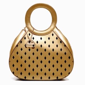 NWT Gold Napa Tear Drop Bag By Glass Handbag, Italian Genuine Leather Luxury Bag
